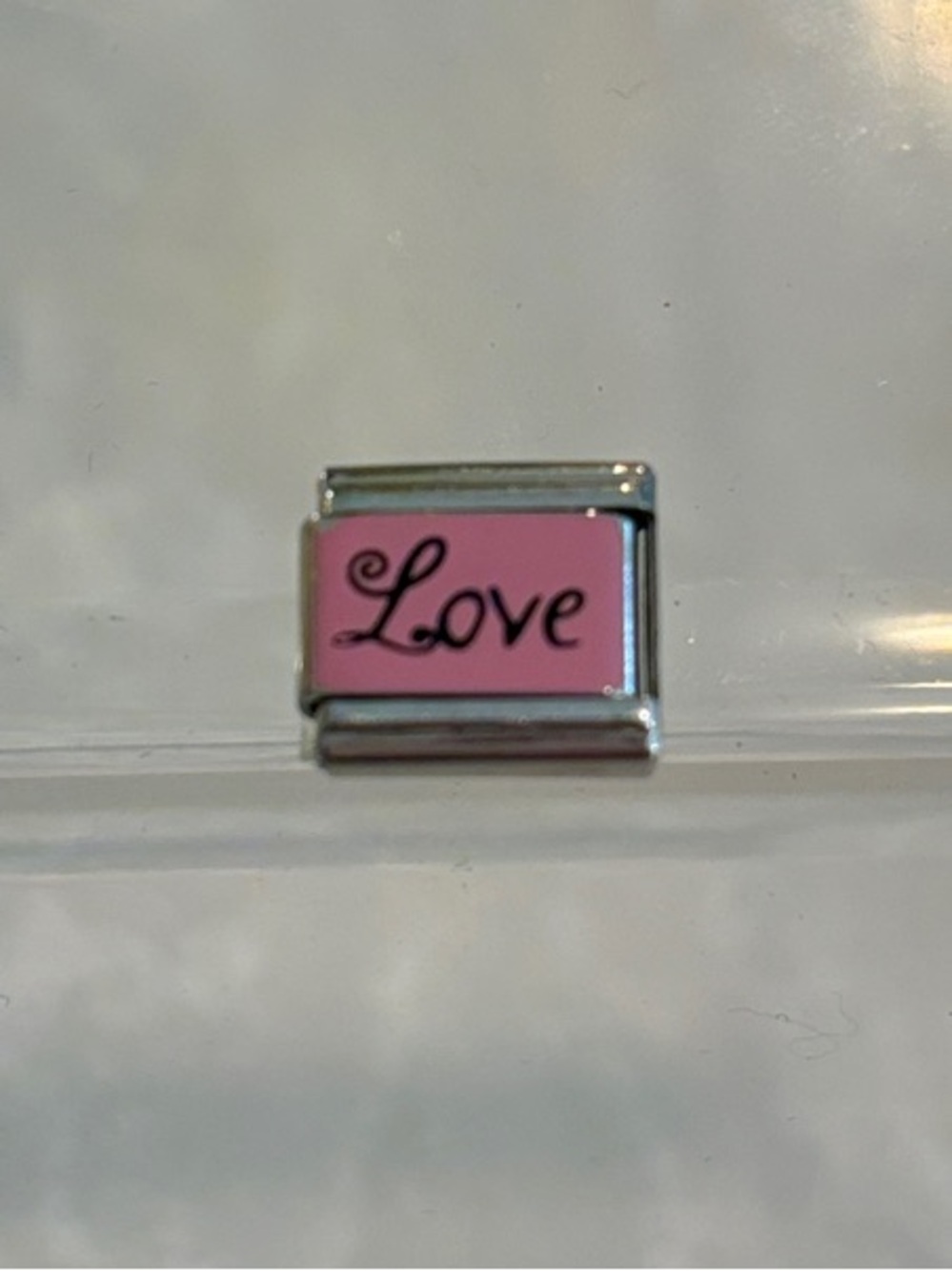 Vintage 9mm Pink 'Love' Italian Charm for Women